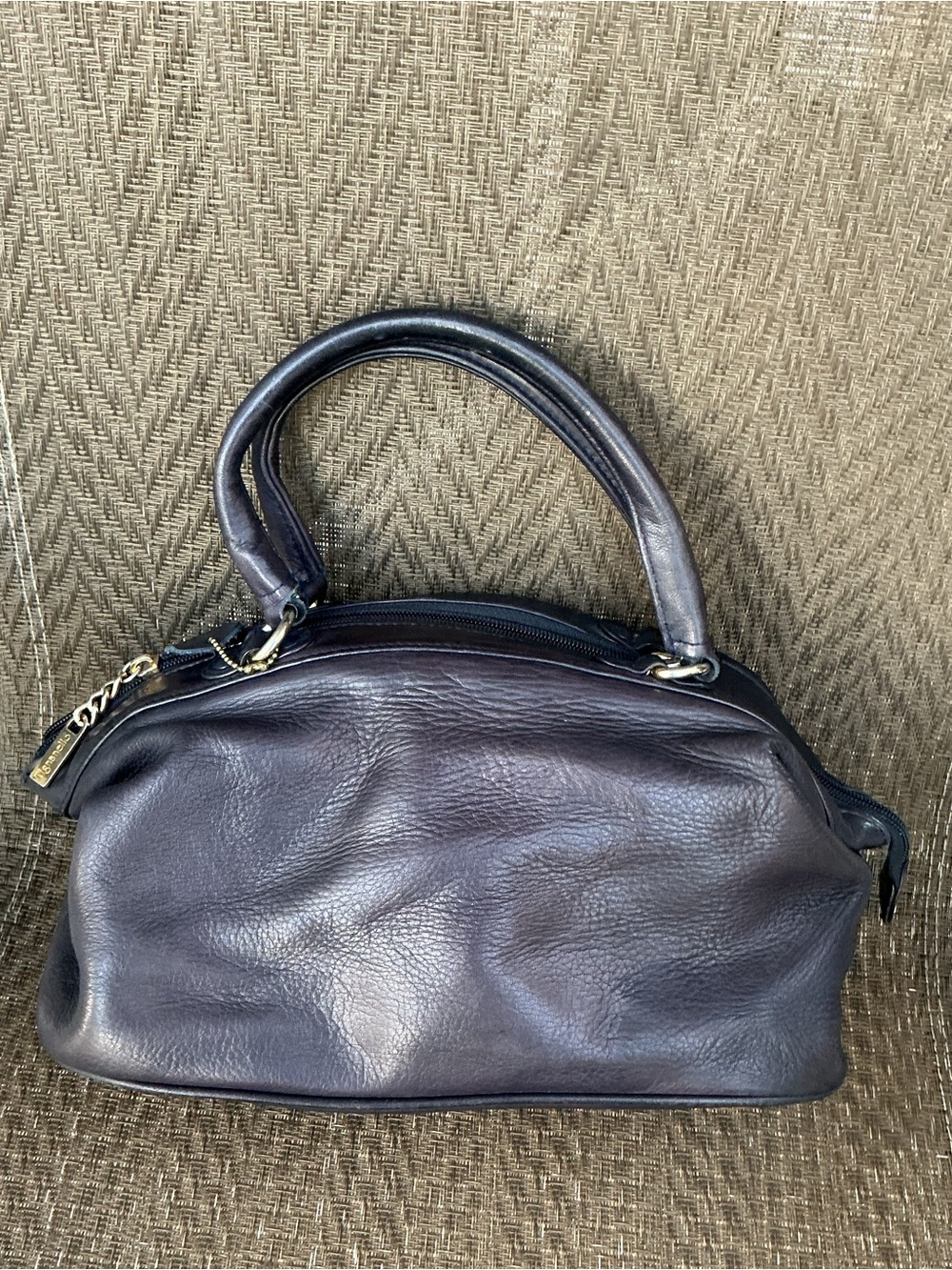 Tignanello Navy Leather Drs. Bag Satchel